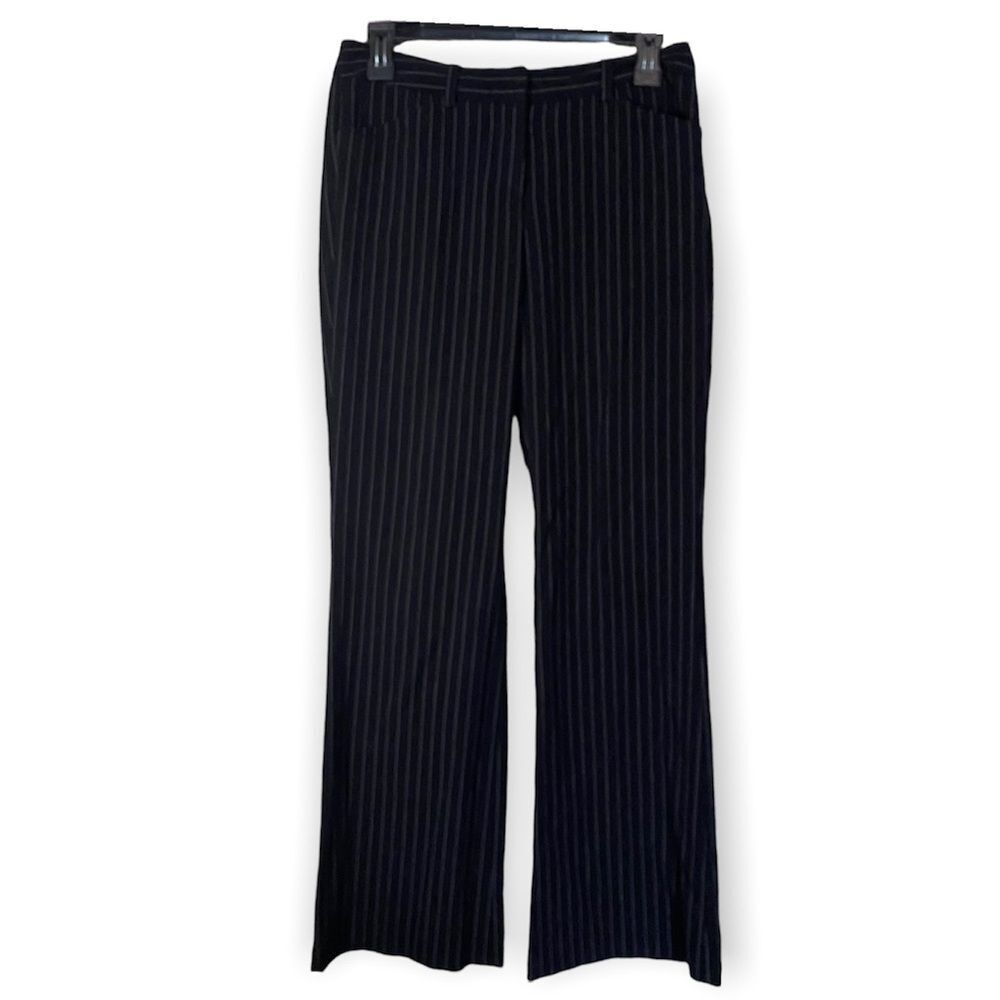 CHARLOTTE Black Striped Career Office Wide Leg Dress Pants
